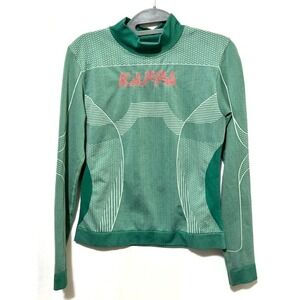 KAPPA Women's L/XL Slim Fit Green Long Sleeve Jaworzno Stretch Knit Athletic Top